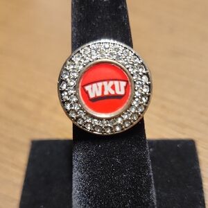 Elegant Red and Silver Crystal Ring